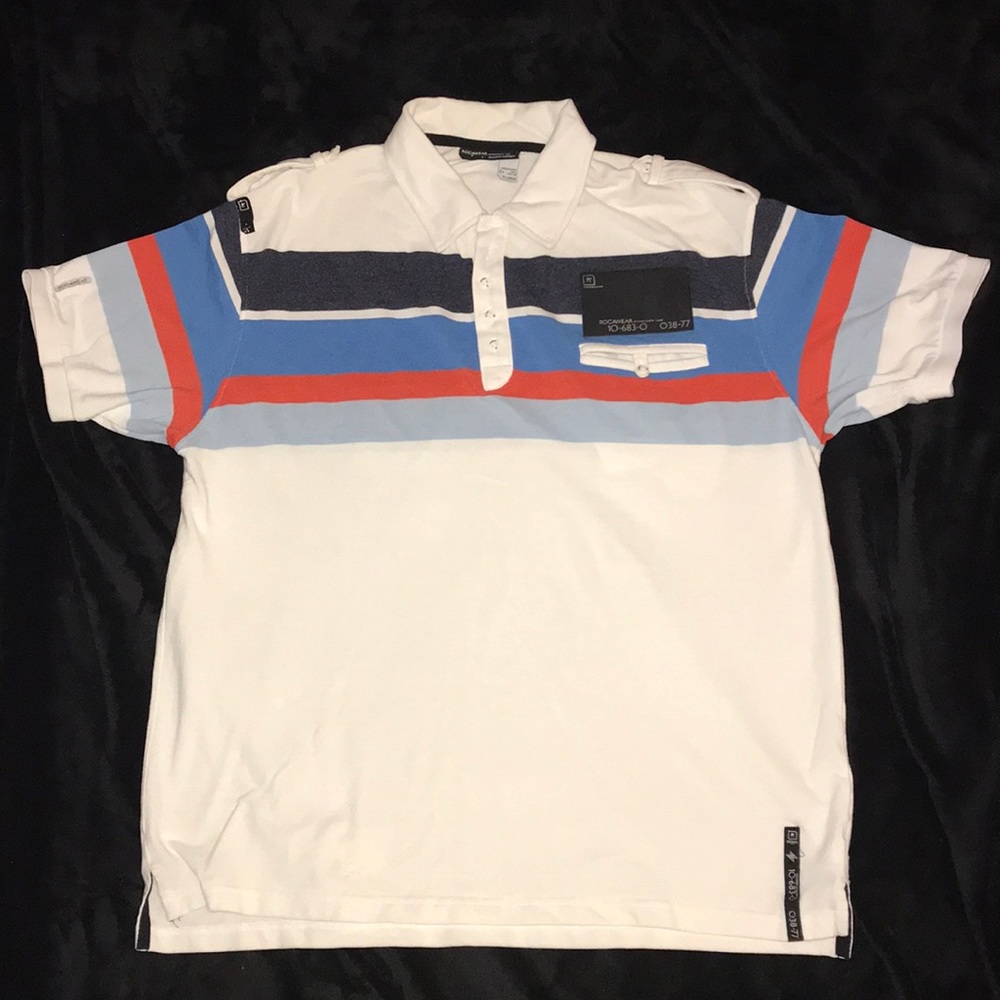 Men’s Rocawear polo stripe shirt sz XL